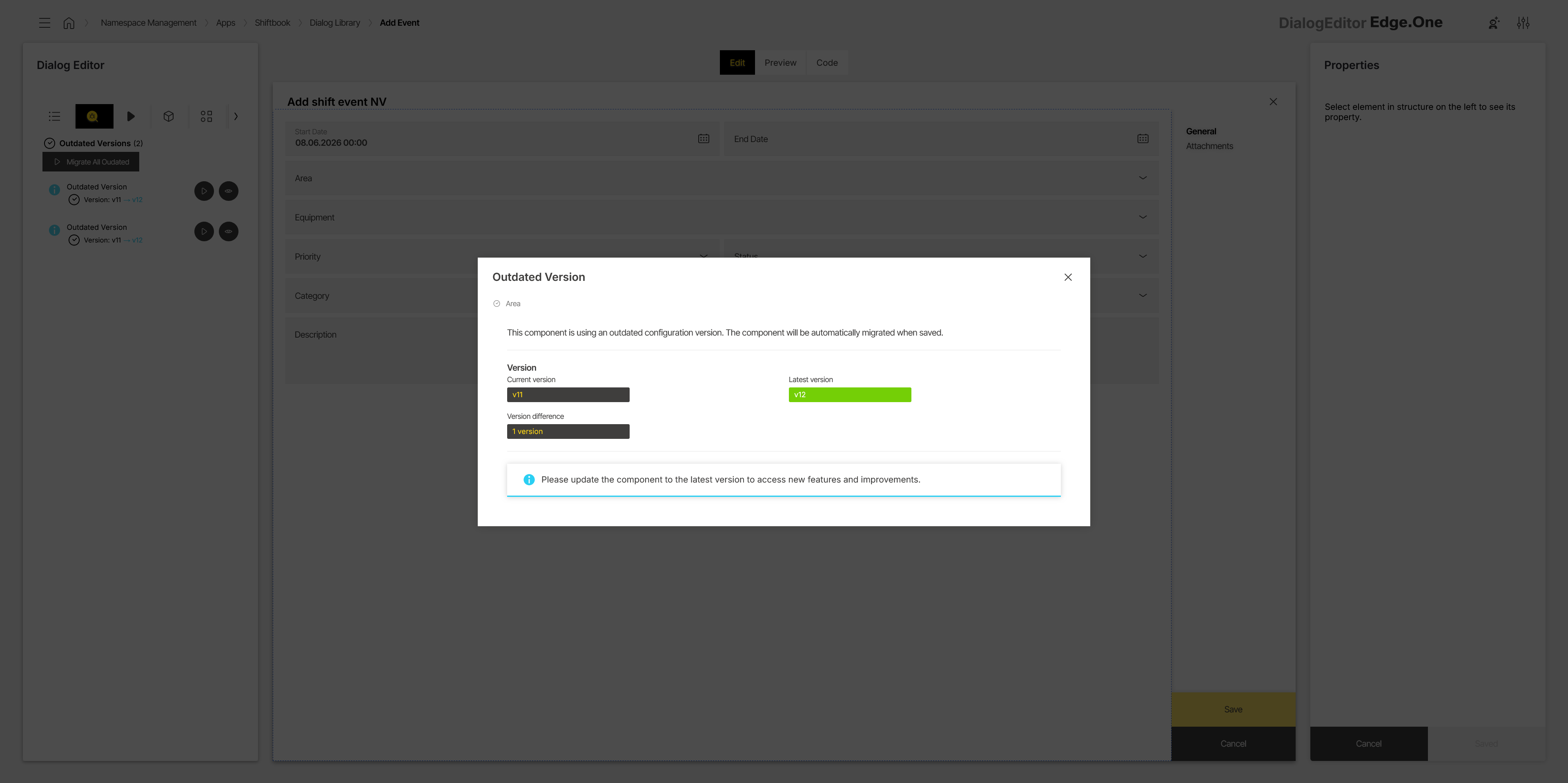 Issues dialog