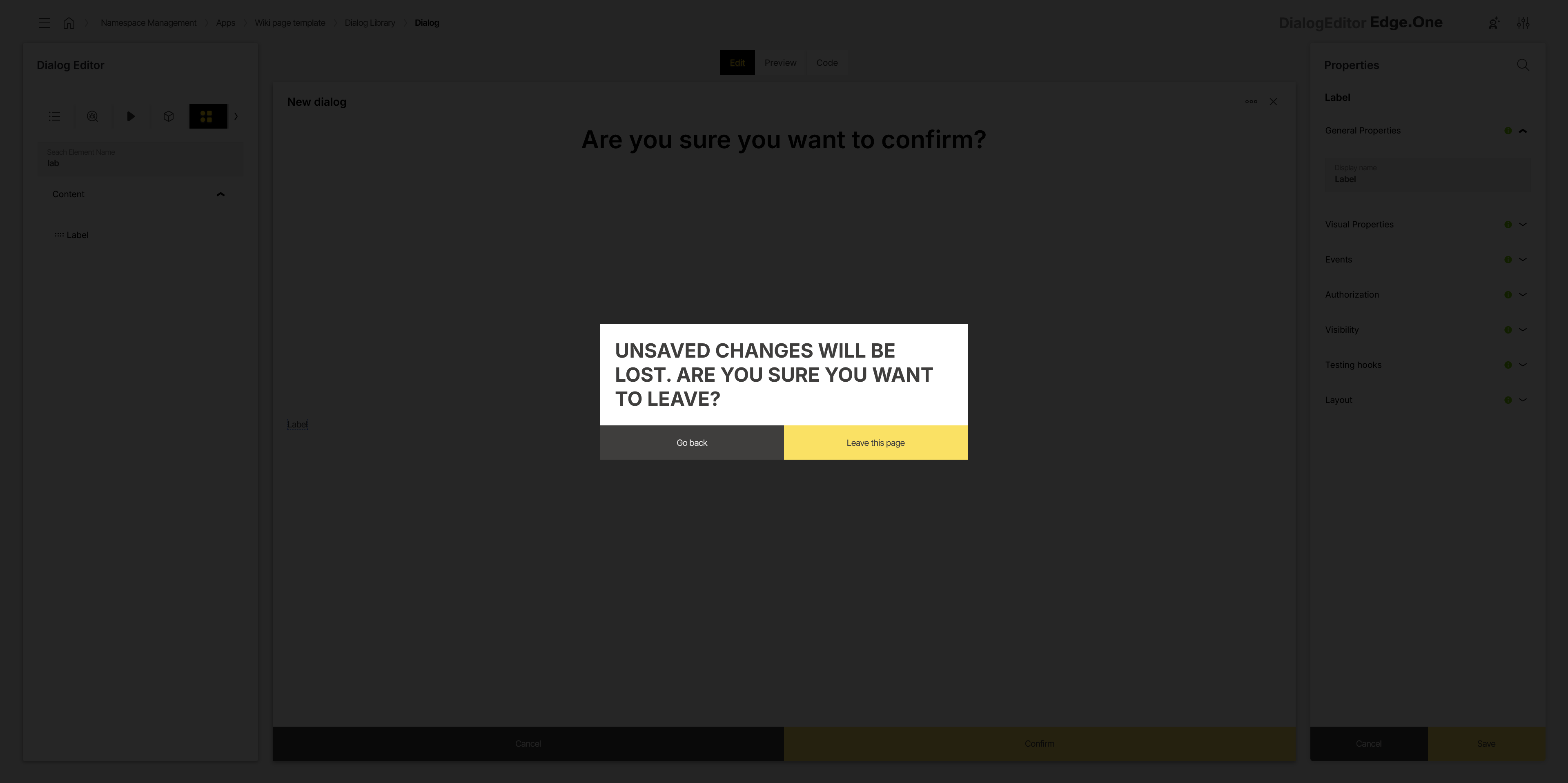 Cancel modal