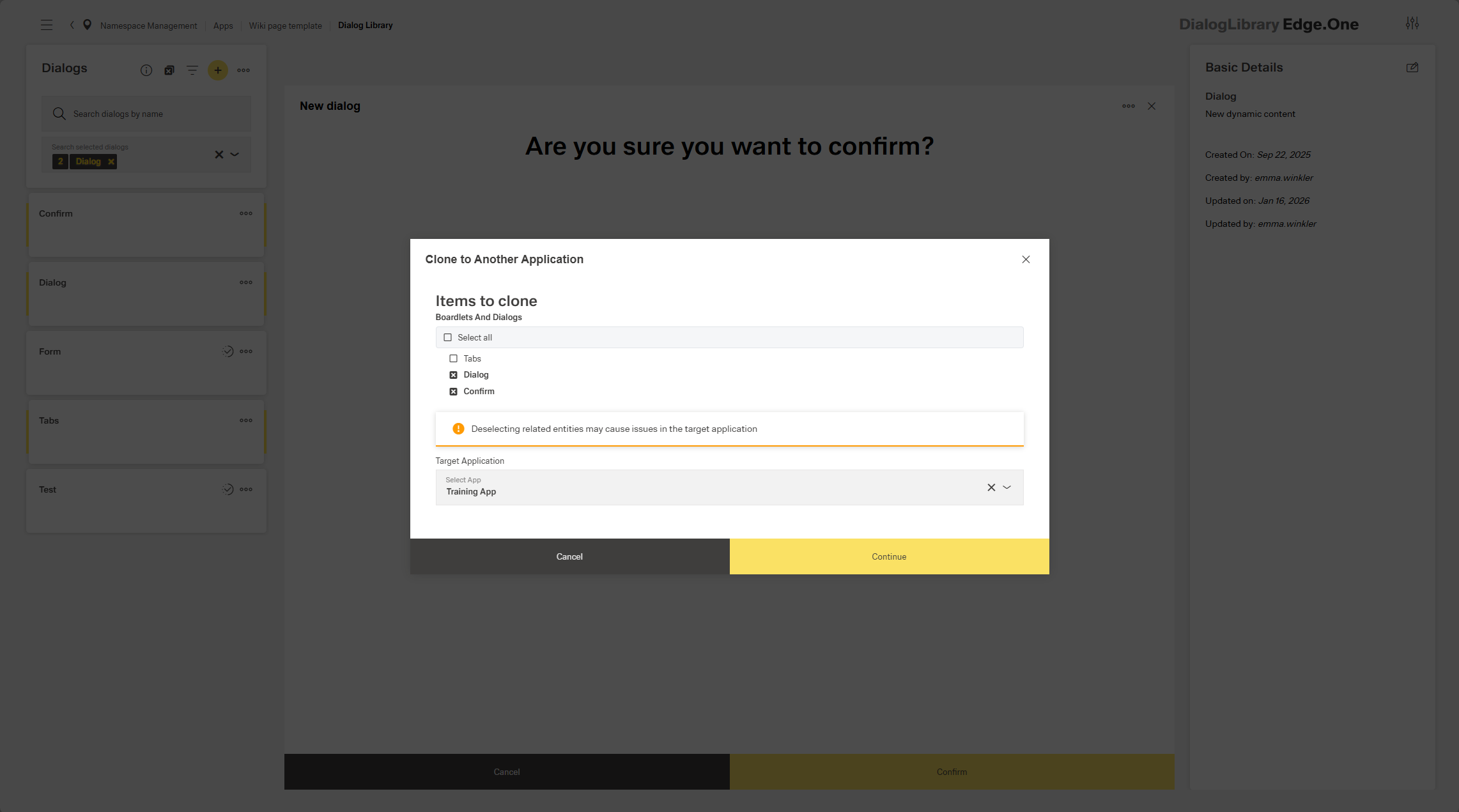Clone to another app