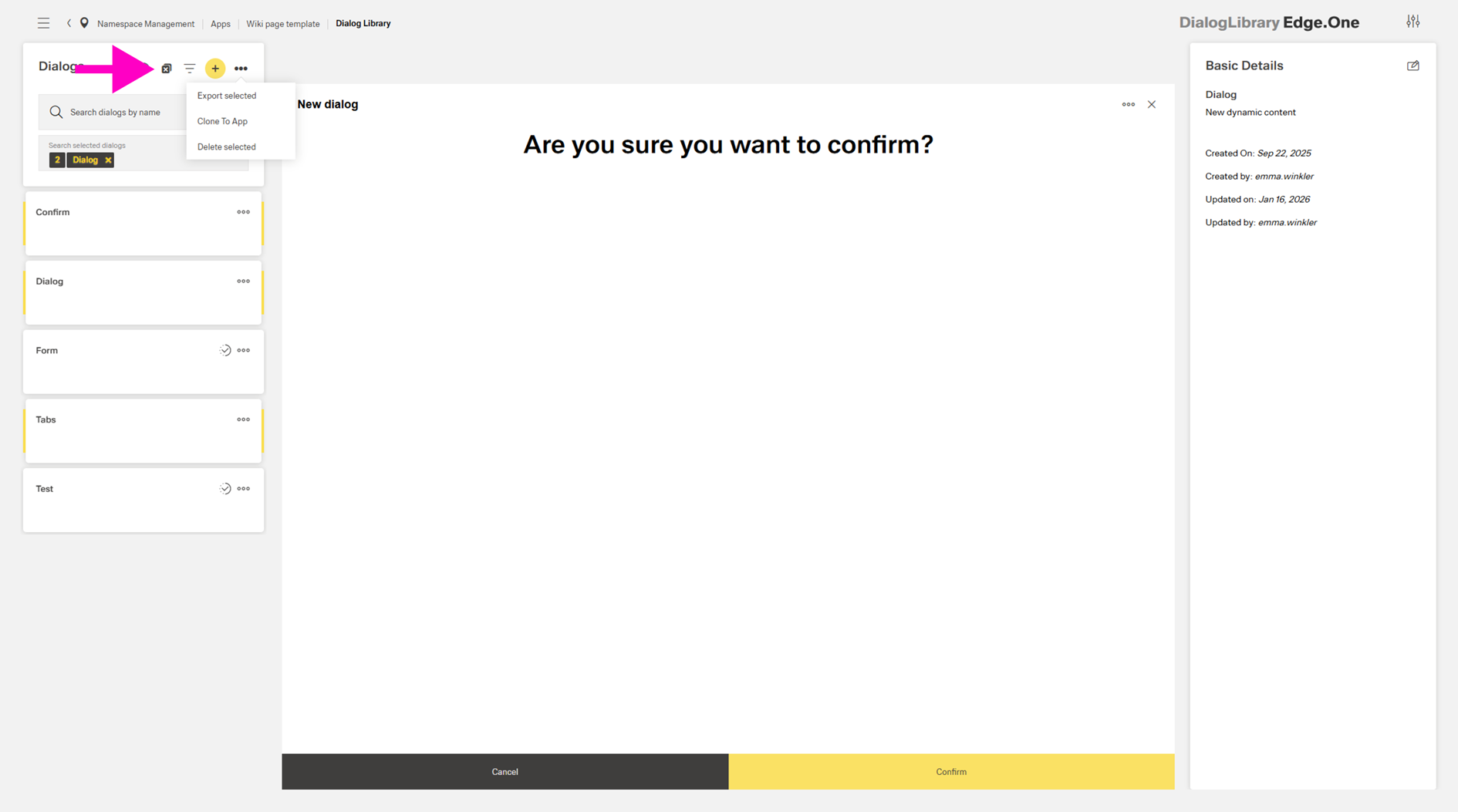 Multiselecting dialogs