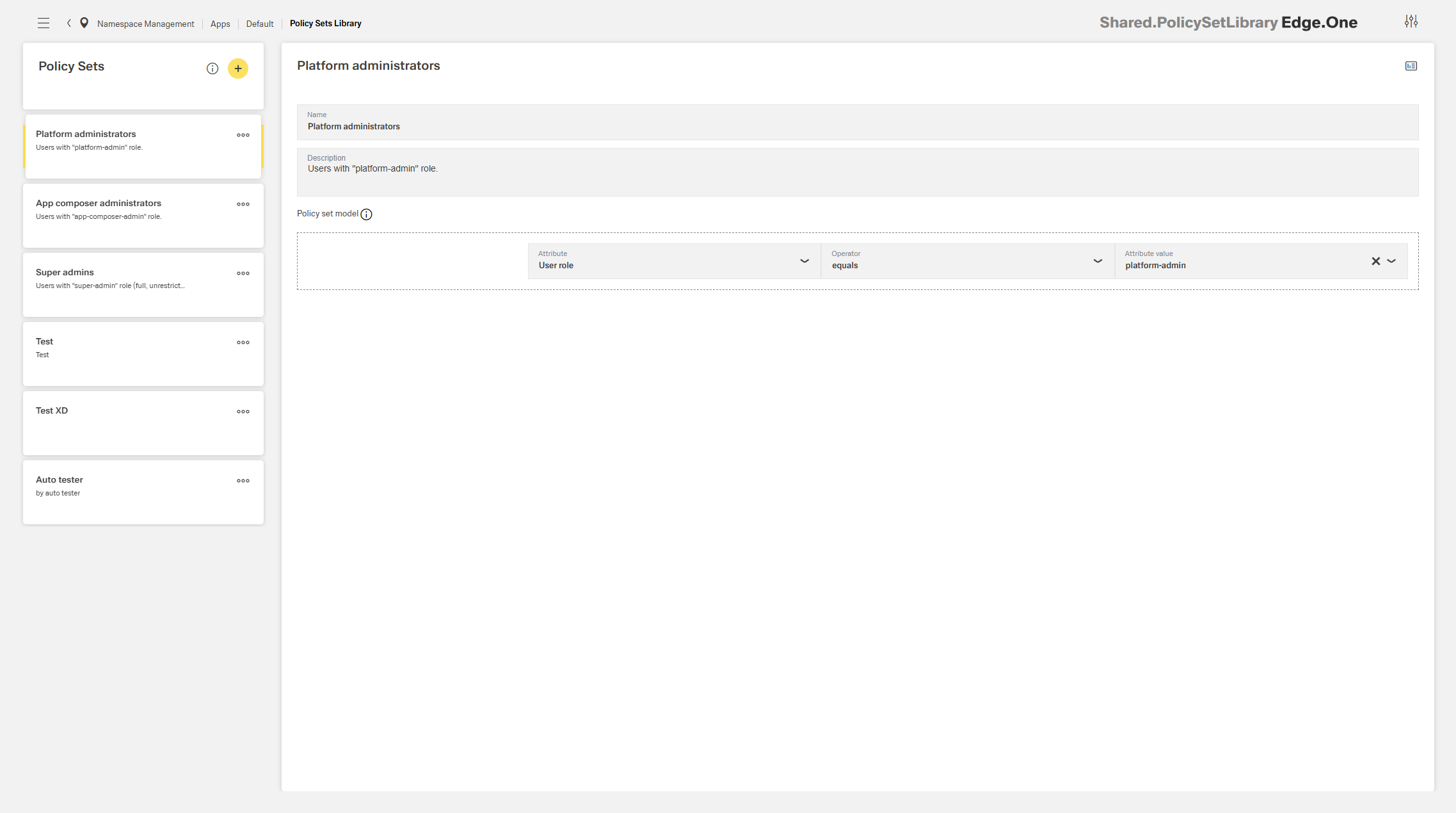 Setting roles for policies