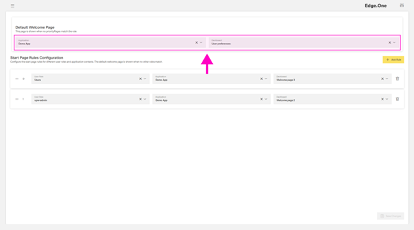 Default welcome page settings