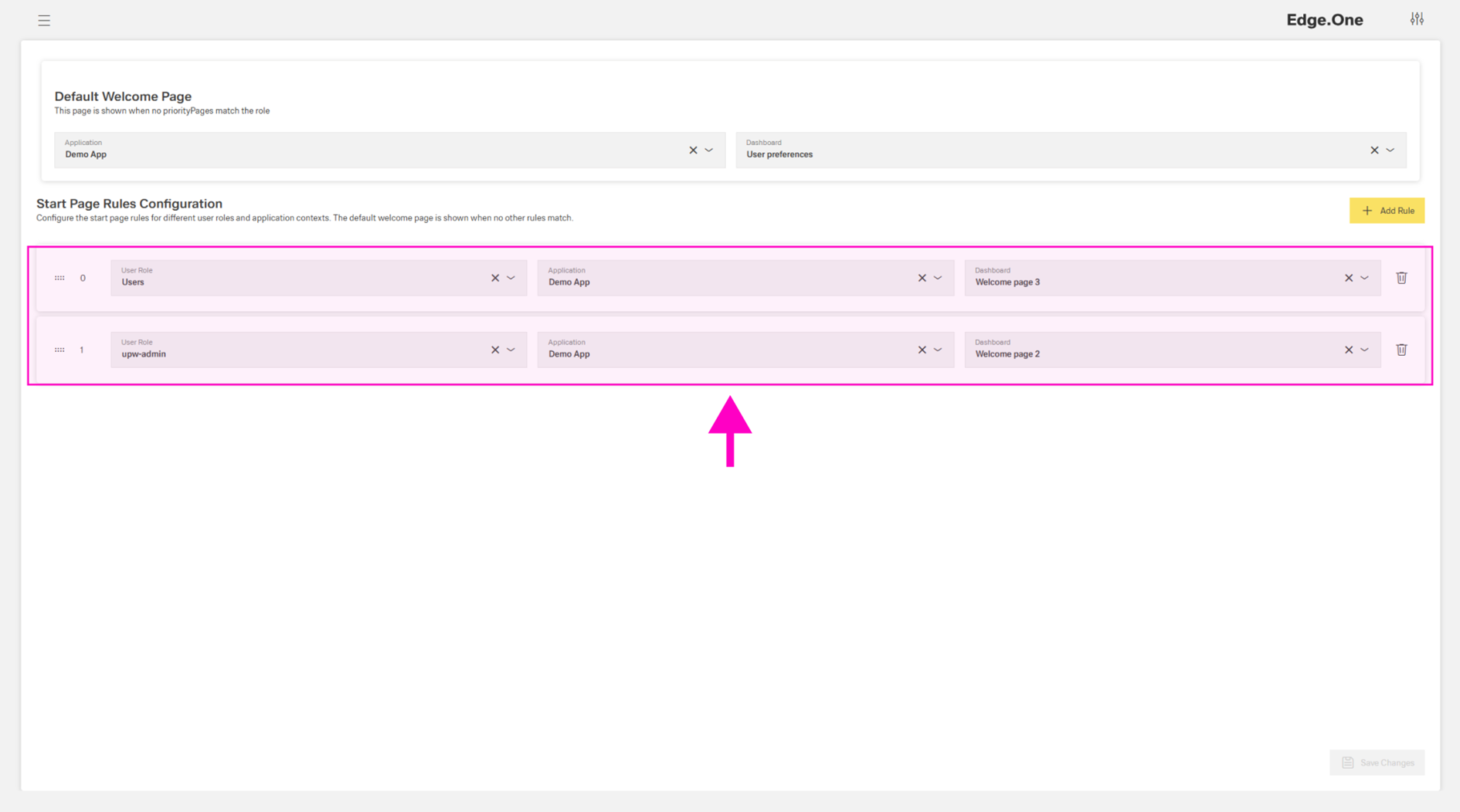 Rules for welcome page