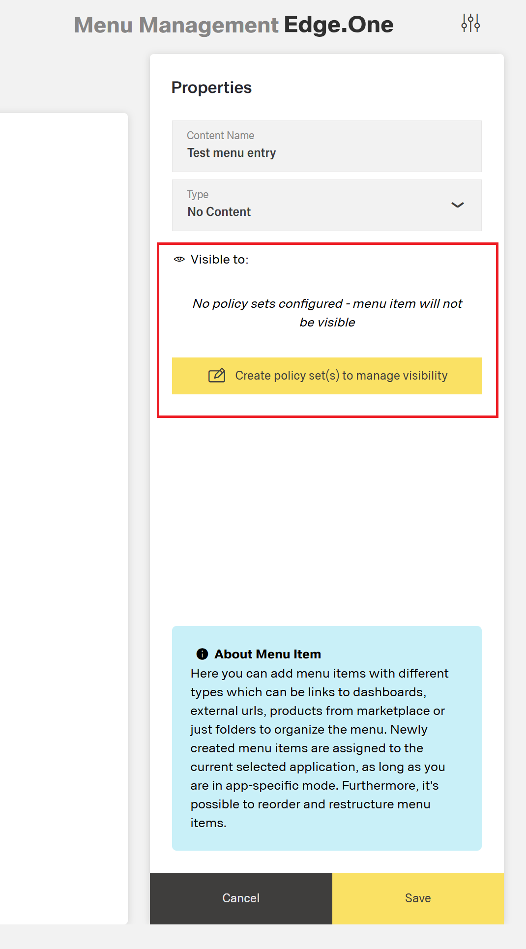 No policy sets configured