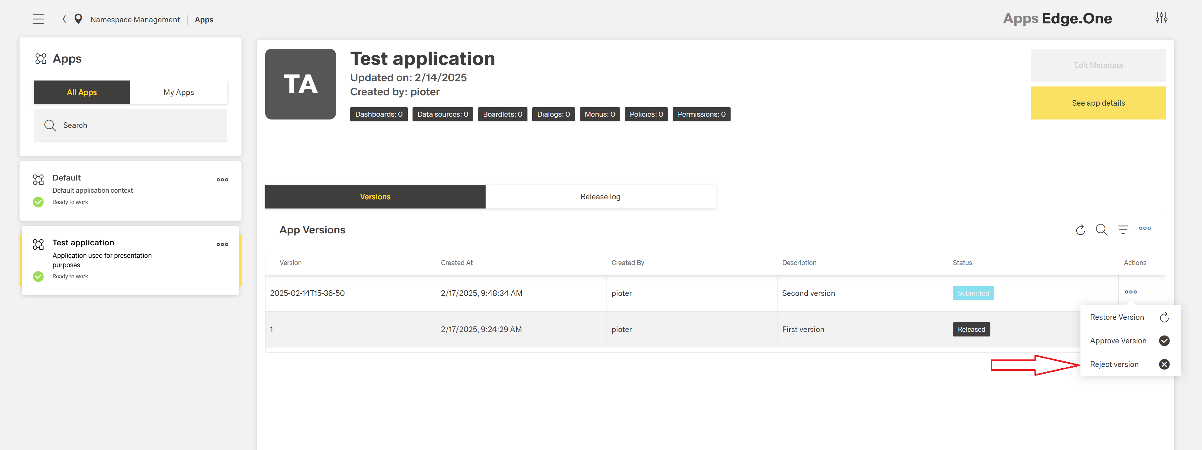 Reject Release Candidate 1