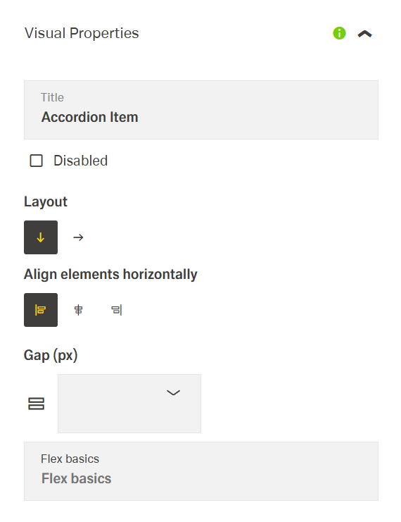 Visual Properties with layout