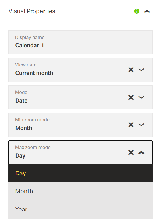 Visual Properties tab with options displayed