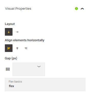 Visual Properties tab of the Card Content