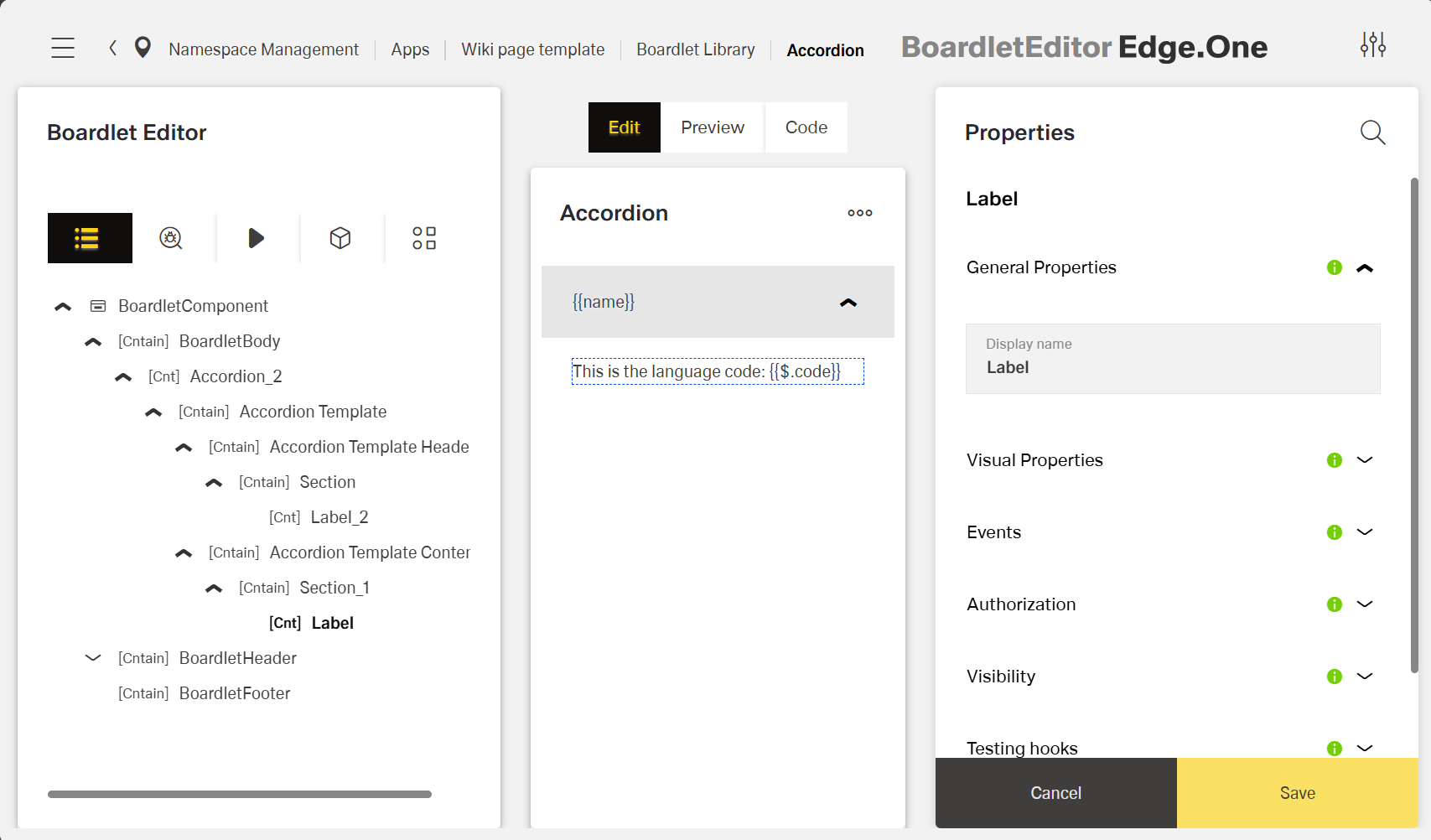 Accordion data placeholder example