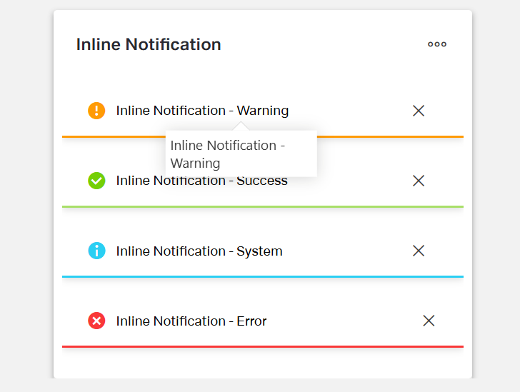 Different types of inline notifications