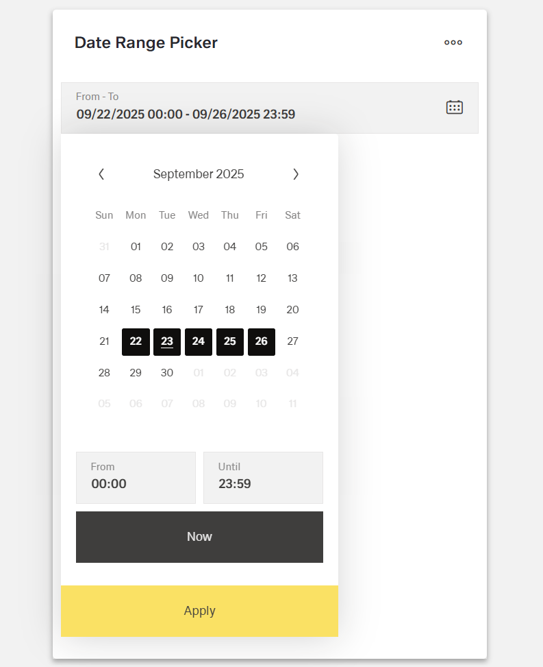 Example Date Range Picker