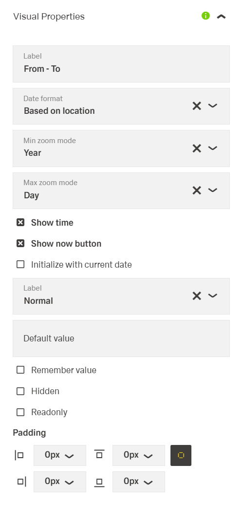 Visual Properties tab