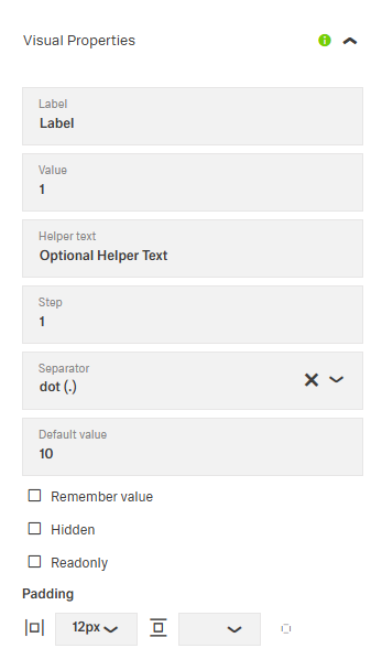 Visual Properties tab
