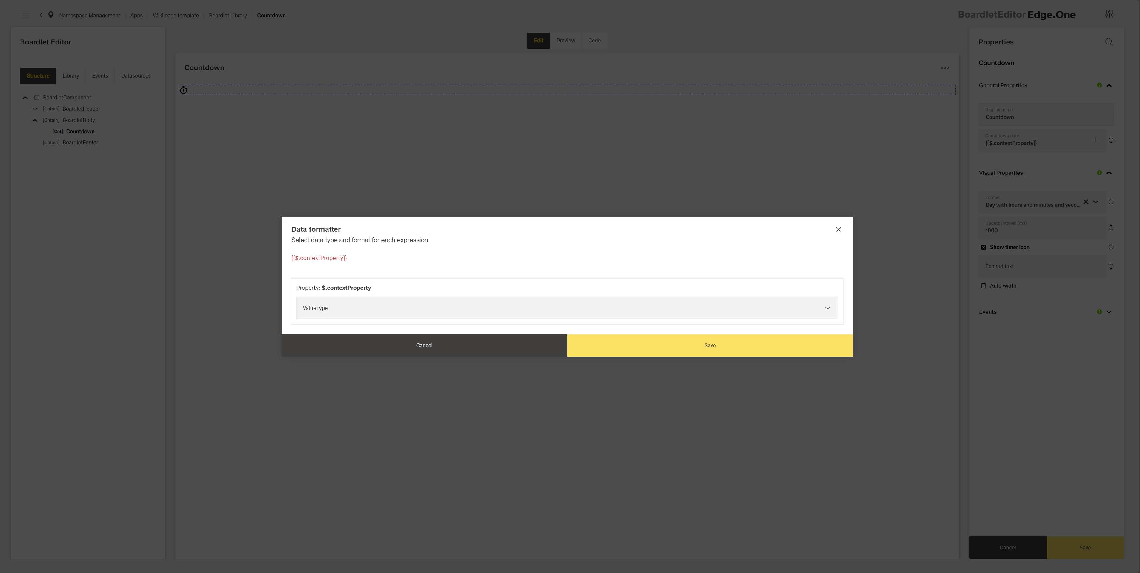 Dialog to format date source
