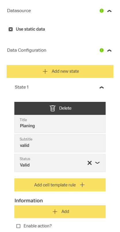 Configuration of static data
