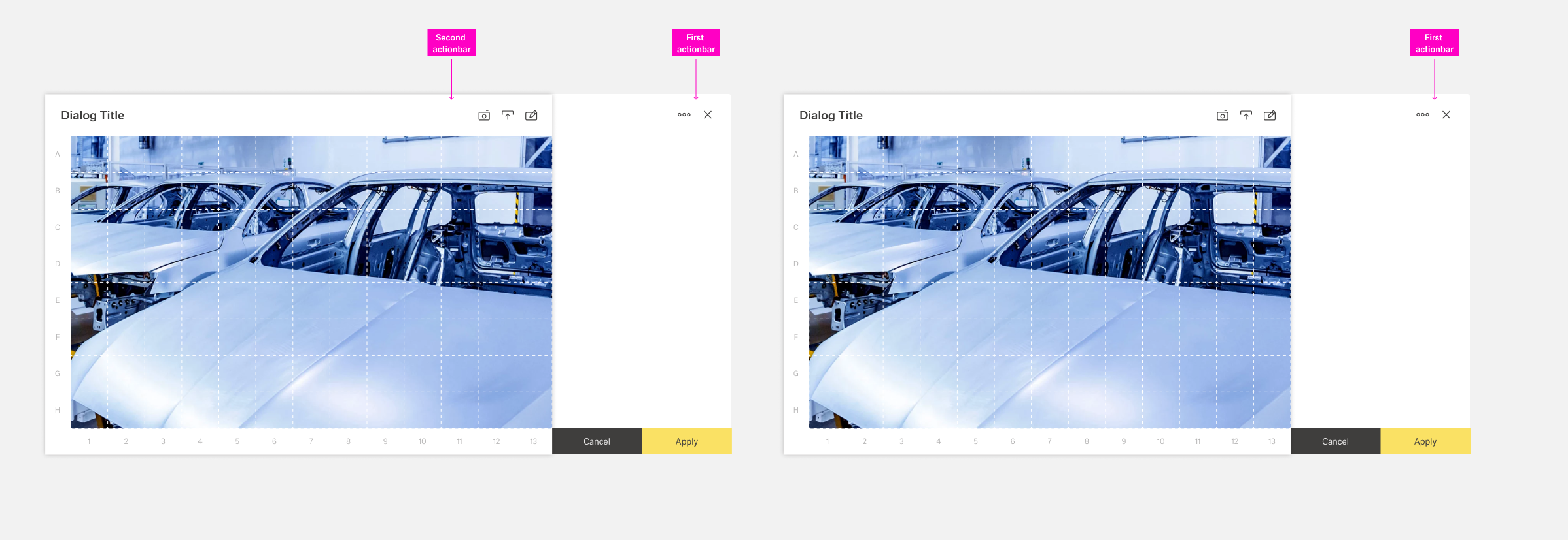 Dialog with sidbar and toolbar