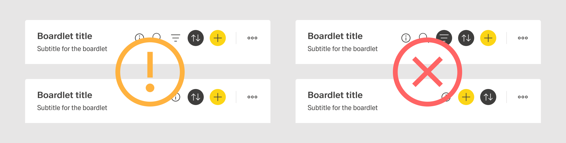 Placement of multiple icon-only buttons