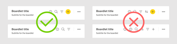 Placement of action icons