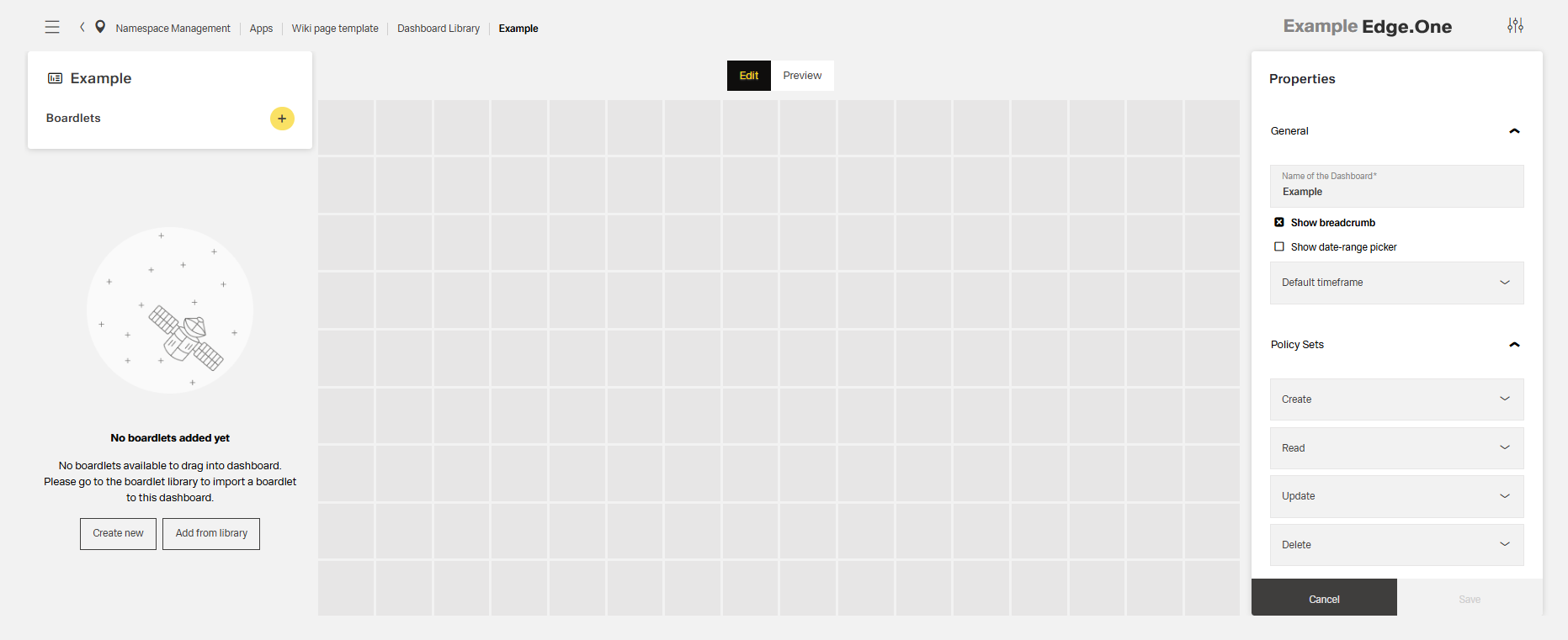 Grid inside the dashboard editor