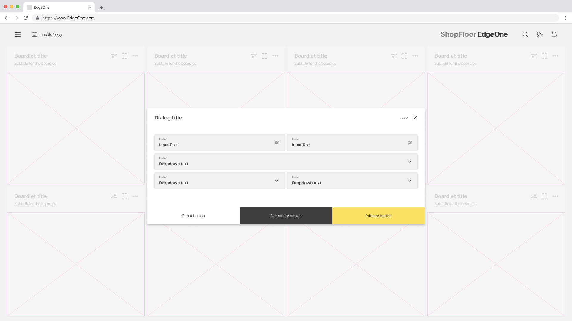 Three buttons in a modal