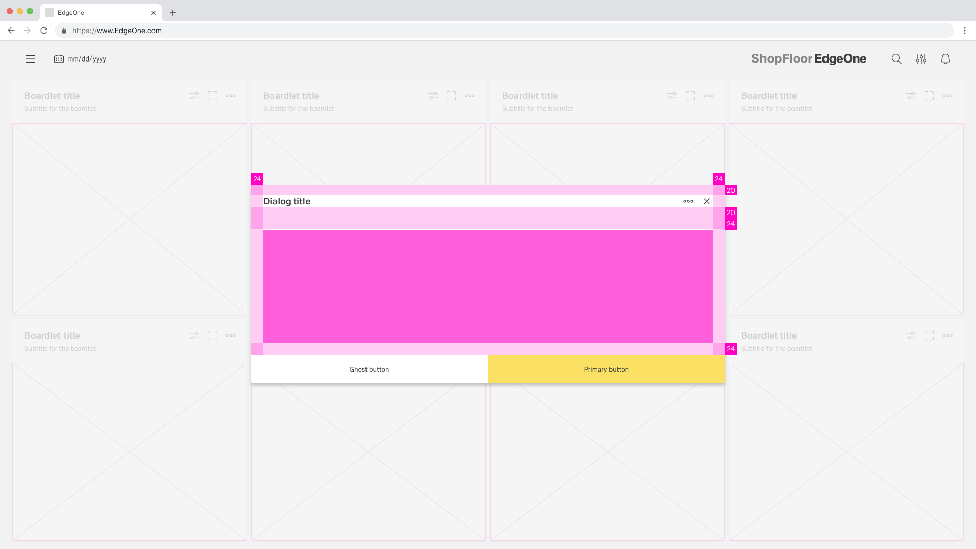 Alignment of the dialog