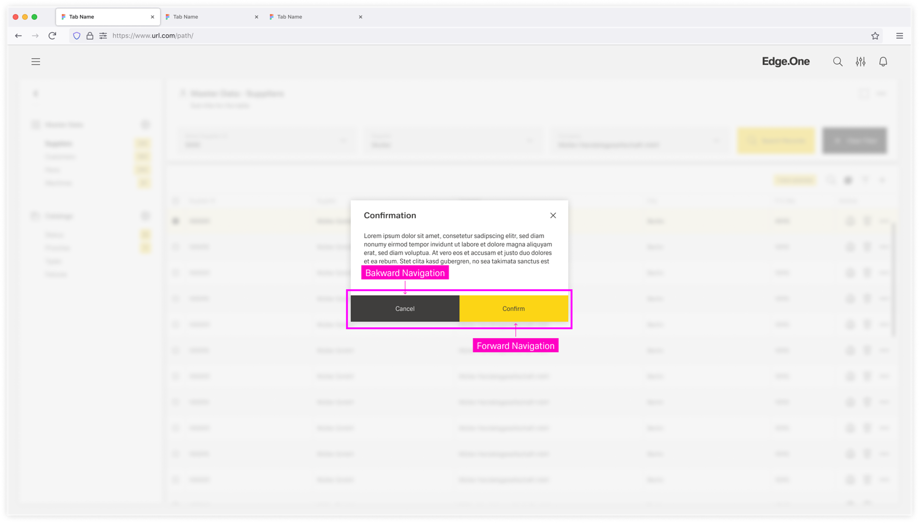 Navigation with dialogs