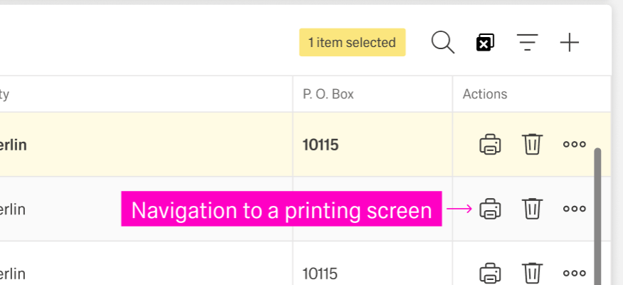 Navigation inside tables