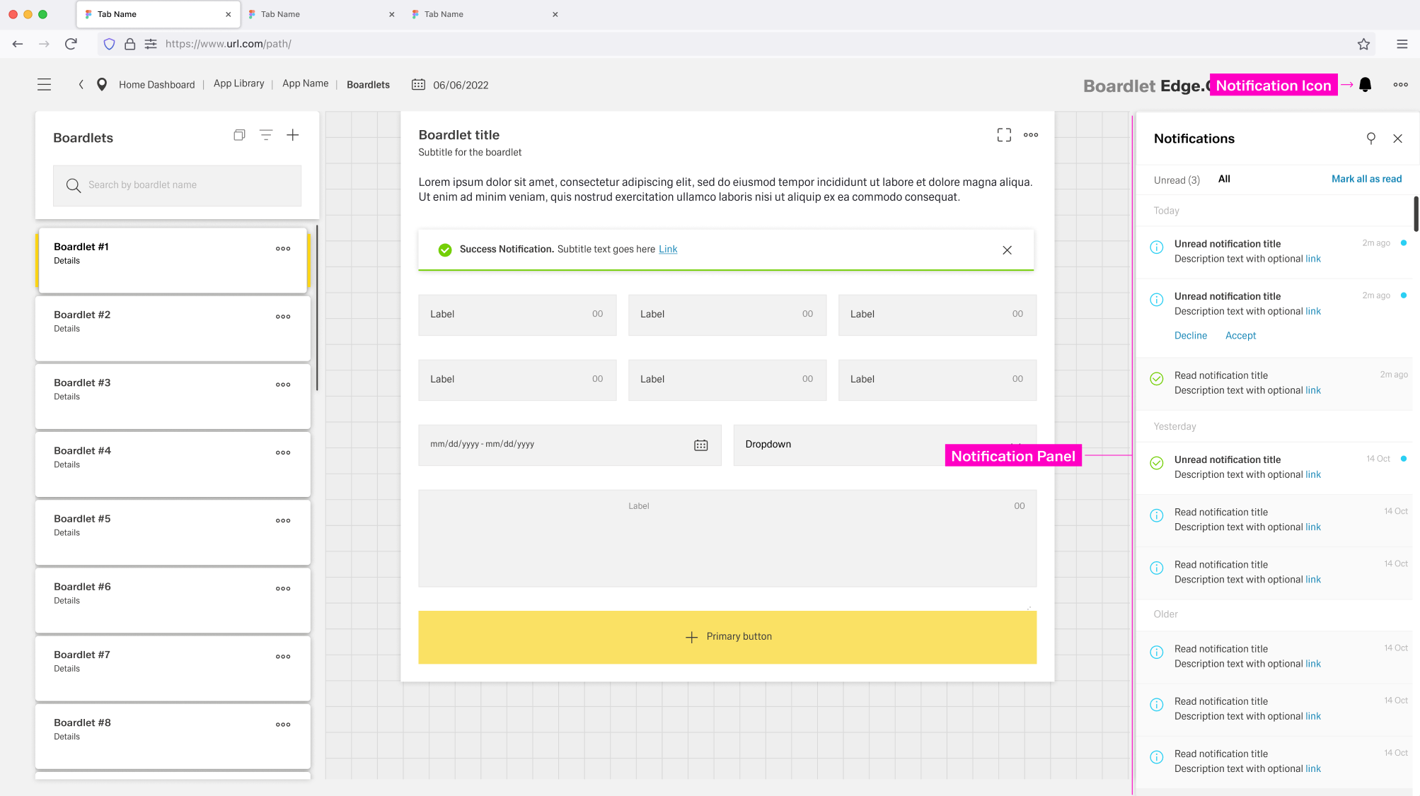 Notification Panel and Icon