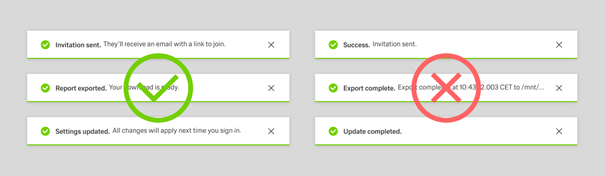 Dos and don'ts for success notification text