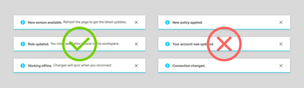 Dos and don'ts for system notification text